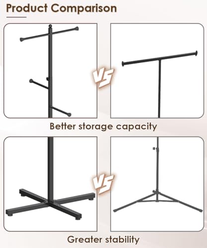 Ansionsol 42-48 Inch Adjustable Height Shopping Bag Rack, Heavy Duty Metal T-shaped Grocery Bag Holder for Retail Stores, Large Bag Display Stand for Malls,Vendor,Boutique,Trade Show, 2 Arms,Black