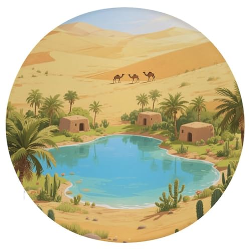 CHYDANY Desert Oasis Round Cushion,Memory Foam Added,Chair Cushion,Polyester Cover with Zipper,Seat Cushion for Bed Sofa Office Chair Outdoor 15.3 * 15.3In