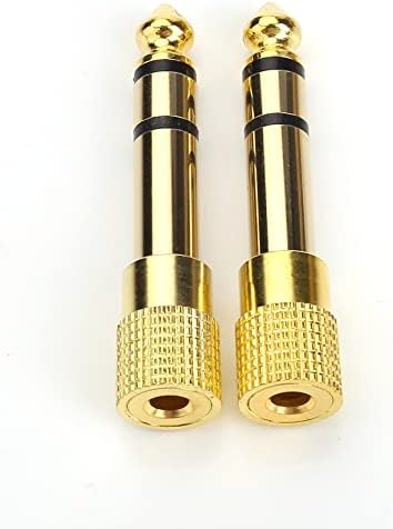 Devinal Professional 6.35mm 1/4 inch Plug to 3.5mm 1/8 inch Jack Gold Plated TRS AUX Stereo Audio Headphone Jack Adapter Converter Connector(2 Pack)