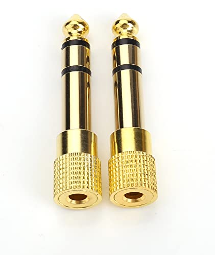 Devinal Professional 6.35mm 1/4 inch Plug to 3.5mm 1/8 inch Jack Gold Plated TRS AUX Stereo Audio Headphone Jack Adapter Converter Connector(2 Pack) - Image 2