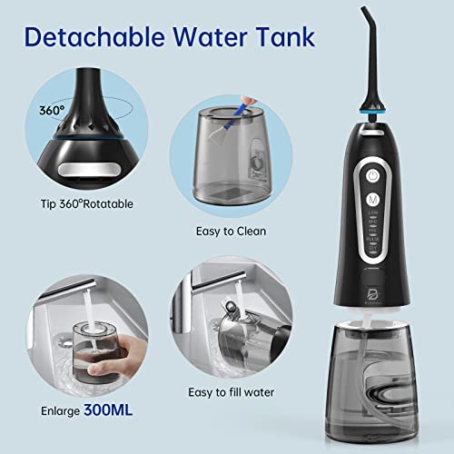 Cordless Water Flosser Teeth Cleaner With 5 Diy Modes And Tips, Professional Portable Dental Oral Floss Irrigator For Braces, Ipx7 Waterproof, Detachable 300Ml Water Tank For Home Travel #TOP3