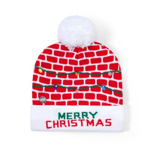 2THESTARS Christmas Hat 2 Pack Light Up Knitted Beanie Hat Xmas Santa Holiday Cap LED Lights — view 3