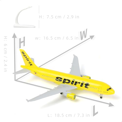 QIYUMOKE 1/300 A320 Spirit Diecast Metal Airplane Model with Stand for Airbus A320 Model Plane Kits -18.5cm L for Aviation Enthusiasts Gift, Decoration or Ornament (Real Aircraft 1/200) - Image 3