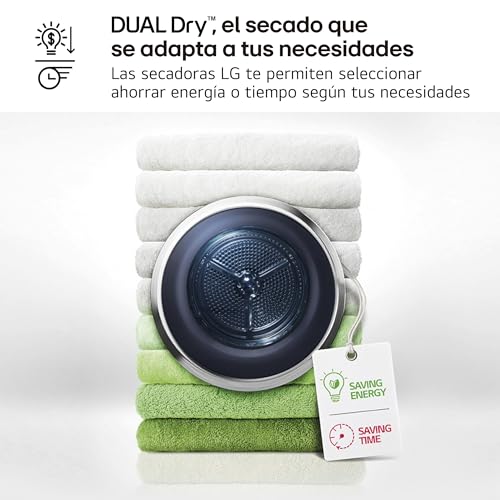 Miniatura 9 de Lg Rh90v5av6n - Secadora De Ropa, 9kg, Bomba De Calor Dual Inverter, Carga Frontal, Clasificación D, Serie 500 Blanca