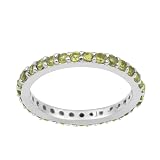 Solid 925 Sterling Silver Stackable Round 2 MM Gemstones Birthstone Women Wedding Ring Eternity Band