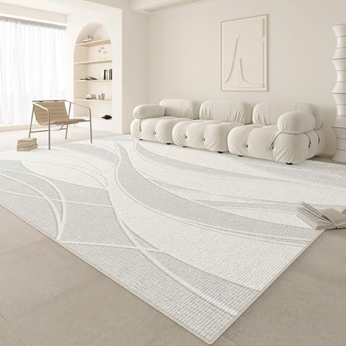 Beige Striped Carpet Creative Artistic Lines Rugs Cream Decorative Extra