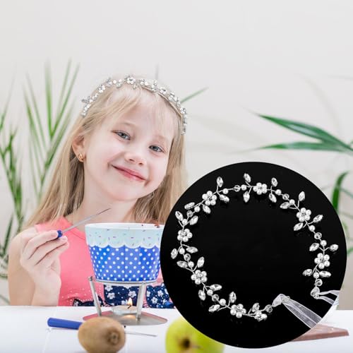 Gosknor Tiara de flor de pérola de cristal, tiara de noiva sutileza para casamento, batismo, flor fe