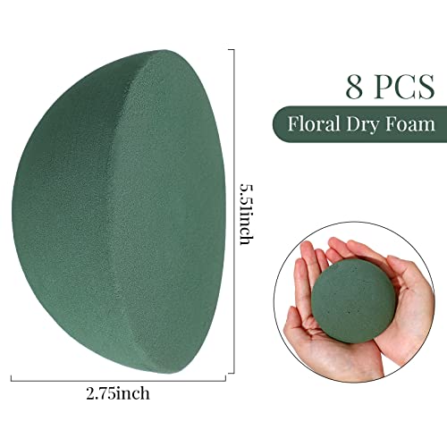 8 Pcs Half Ball Floral Dry Foam Green Floral Foam Round Foam Block Dry Foam Balls Large Flower Foam Craft Foam For Artificial Plant Bouquet Arrangement Diy Craft (5.51 X 2.75 Inches) #TOP1