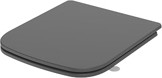 Square Toilet Seat Soft Closure, SREWOHS PRO Quick Release Toilet Seat, Grey Urea Formaldehyde Toilet Seat Cover, Top Fixing with Adjustable Hinges, Non-slip, Easy to Clean, Universal Fit