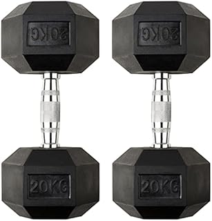 DTX Fitness 2x 20kg Rubber Dumbbell Hex Weights