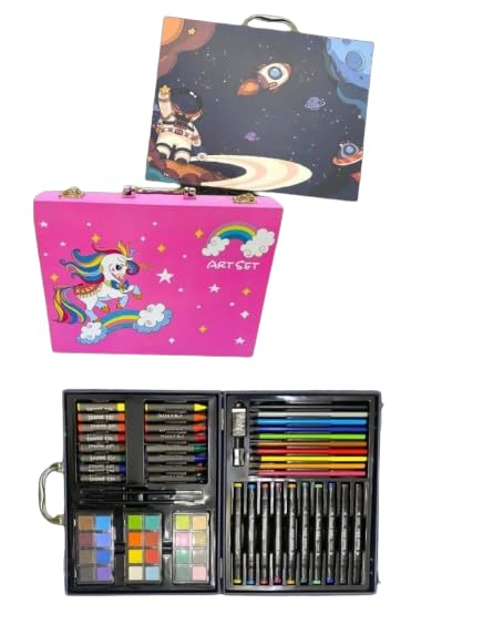 TREND-ASPIRE Artist Colour Set - Color Box, Multiple Coloring Kit, Professional Drawing Color Pencils, Oil Pastel, Sketches, Water Colors and Acrylic Paint Brush (Unicorn Theme)
