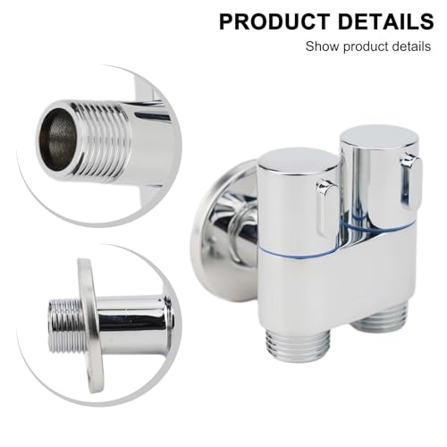 Doppeltes Steuerungswinkelventil, 1 in 2 Out Dual Control Ventil, Eckventil Kupfer Doppelauslassventil G1/2 für Küchenspüle Badezimmer Duschkopf Waschbecken WC Bidet