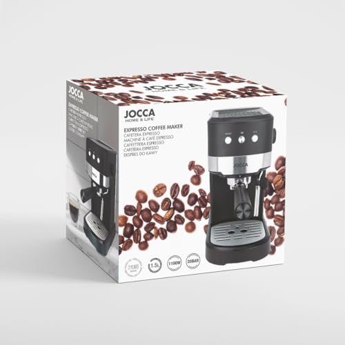 Miniatura 9 de Jocca Cafetera Espresso 20 Bares Con Vaporizador 1100w Depósito 1,25l Desmontable Metal Color Negro Preparación De 1 O 2 Tazas
