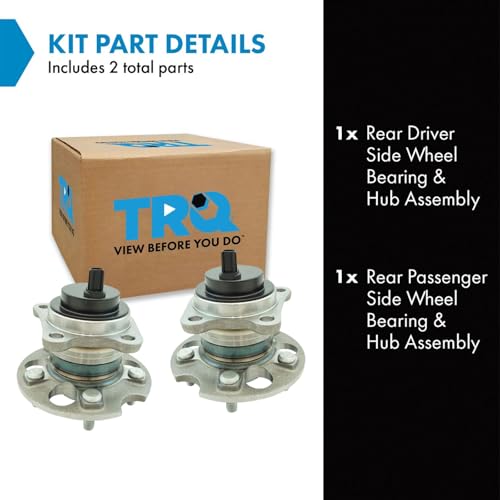 Image of TRQ Rear Left and Right Wheel Bearing and Hub Assembly Set 2 Piece Compatible with 2008-2013 Toyota Highlander Front Wheel Drive
