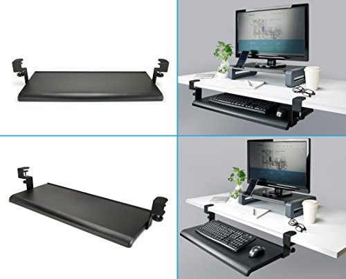 Aidata Kb-1010 Desk-Clamp Keyboard Tray, Black, Easy To Install On Any Work Surface, Sturdy Metal Clamp Fits Onto Desks Up To 40Mm, Impact-Resistant Tray Fits Standard Keyboards #TOP3