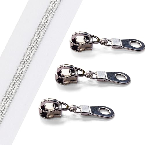 Fermeture éclair au mètre blanche maille de taille 5 ruban nylon pour couture