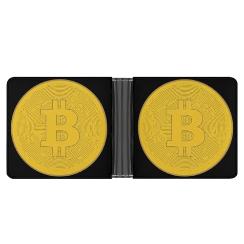 Bitcoin Prints Artwork Bifold Wallet PU Leather Coin Purse Lightweight Credit Card Holder Wallet Money Clip
