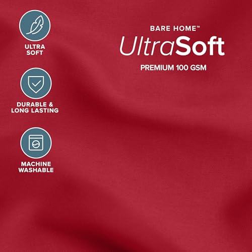 Image of Bare Home Comforter Set - Full Size - Goose Down Alternative - Ultra-Soft - Premium 1800 Series - All Season Warmth (Full, Red)