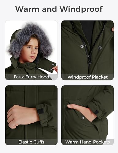 Image of wantdo Boys' Winter Coat Waterproof Puffer Jacket with Detachable Hood