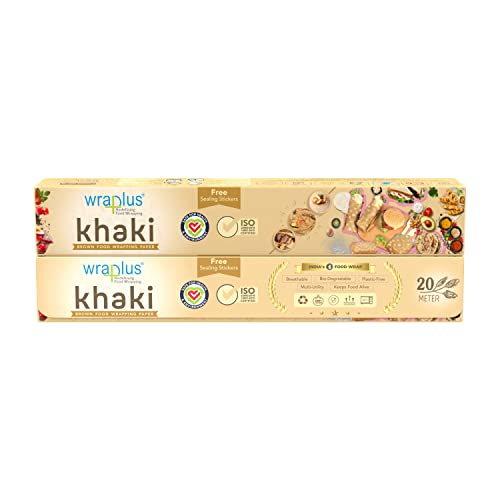 Image of WRAPLUS REDEFINING Food Wrapping Khaki Wrapping Paper I Brown and White I Food Wrapping Paper roll | Roti Wrapping Paper | Perfect for Packing and Serving Food | Roll Wrap for Food (20M Pack of 1)