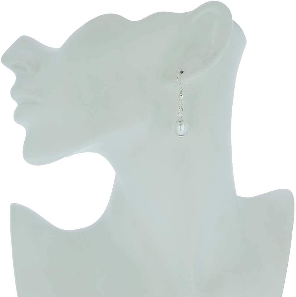 Glass Of Venice Murano Glass Sparkling Balls Earrings - Silver White