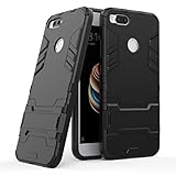 Funda Xiaomi Mi A1, Fundas 2in1 Dual Layer Anti-shock 360° Full Body Protección TPU Silicona Gel Bumper y Duro PC Armadura con Soporte y Desmontable Carcasa para Xiaomi Mi 5X / Xiaomi Mi A1, Negro