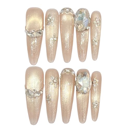 手作り ネイルチップ ロング ミディアム ロング ショート つけ爪 ダイヤモンド 光沢 おしゃれ かわいい 人気 3D おしゃれ 可愛い デザイン 付け爪 10枚入 (31, XS)