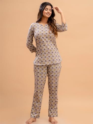 Image of feranoid Women Full Sleeves Cotton Nightsuits