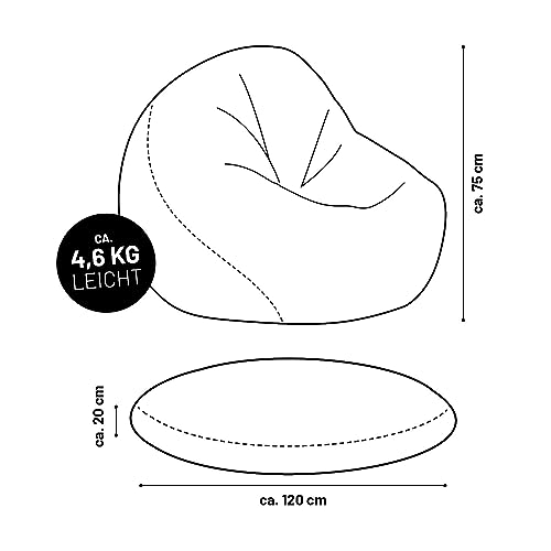 Lumaland Sitzsack Drops: Runder Sitzsack (300 L) für drinnen und draußen