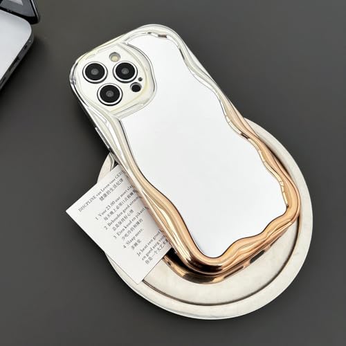Coque de Luxe iPhone 14 Pro Dorée à Bordure Ondulée Galvanisée