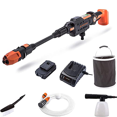 Yard Force AquaJet Akku-Hochdruckreiniger LW C02 für Bewässerung, Reinigung & Desinfektion, 20V / 2,5 Ah, max. 22 bar Druck, Durchflussmenge 180 L/h mit Faltbarer Eimer