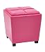 Office Star Metro Vinyl 2-Piece Storage Ottoman Nesting Cube Set with Dark Espresso Finished Feet, Pink