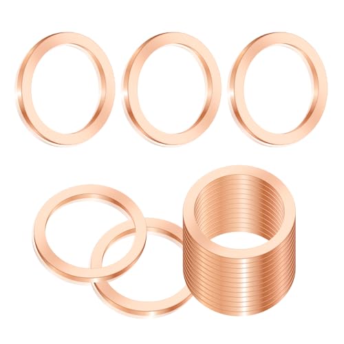 20PCS Oil Drain Plug Gasket,Copper Oil Drain Pan Crush Washer Fits M14x1.5 Transmission Drain Plug,Universal Transfer Case Differential Gasket for Car Truck SUV Oil Change