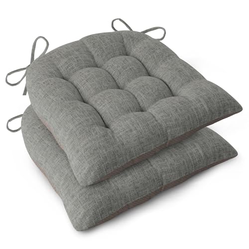 FlyGulls Chair Cushions for Dining Chairs Set of 2 18x16.5x3ins Light Grey