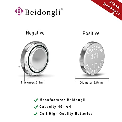 Sr920Sw Batteries Button Cell Ag6 371 V371 Pack Of 10 Sr920Sw 1.5V Alkaline Battery【3 Years Warranty】 #TOP2