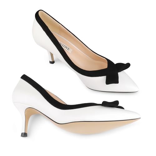 JOY IN LOVE Kitten Heel Pumps for Women Pointy Toe Bowknot Dress Pumps4