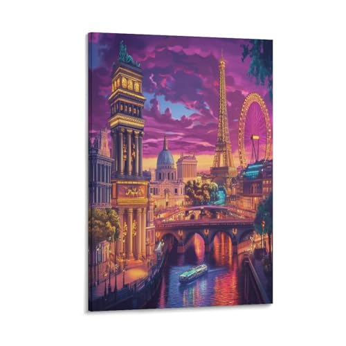 Tour Eiffel murale peinture sur toile tendue finition premium pour bureau