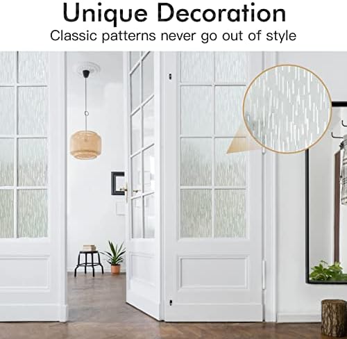 Haton Privacy Window Film Self Adhesive Frosted UV Blocking Removable Glass Covering Opaque Window Sticker 90x200cm, Frosting Static Cling Vinyl Glass Film for Home Office Living Room