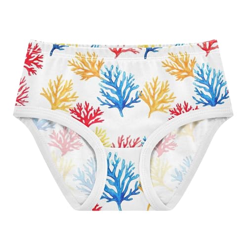 Designer Toddler Underwear Floral 2t Cotton Panties for Girl Watercolor Coral Vibrant Red Briefs Underpants