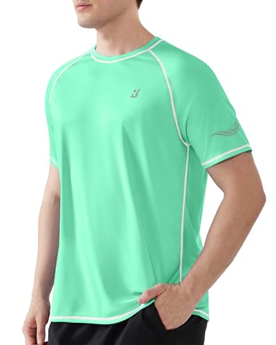 Roadbox Men's Swim Shirts Short Sleeve, SPF UPF 50+ Sun Protection Quick Dry Rash Guard Water T-Shirts, Moisture Wicking Tee Tops for Fishing Surf Beach