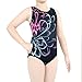 MODAFANS Leotards for Girls Gymnastics with Shorts Ballet Dance Athletic Leotards with Hair Scrunchie Black Flower,10-11Years