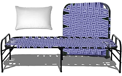 Image of ARTEMIST Single Folding Bed with Pillow Space Saving Heavy Duty Portable Foldable Bed Frame, Perfect Replacement of Box Spring Bed Size:3'X6' (NiwarBed & Pillow)