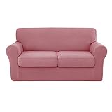 3-Piece High Stretch Woven Check Pattern Jacquard Sofa Slipcover Contain 2 Separate Cushion Couch So
