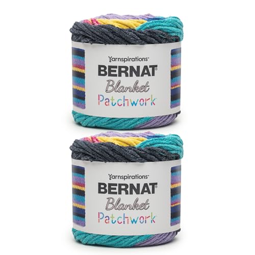 Image of Bernat Blanket Patchwork Yarn for Crocheting Soft, 90S Vibe, 2-Pack | #6 Super Bulky Yarn, 100% Polyester, Soft Crochet Yarn for Blankets, Knitting & DIY Crafts, 220yds, 300g /10.5oz per skein