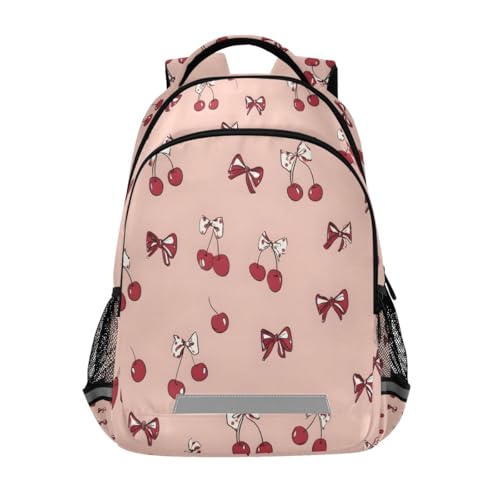 Cherry Bow Hand Drawn Pattern Backpacks for Kids School Bag Student Backpack Bookbag For Boys Girls Casual Bag