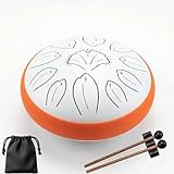 KMNKMN steel tongue drum 6.3 Inch 11 Notes C Key Percussion Instrument for Meditation Yoga Musical Gift for Adults and Music Lovers (White)