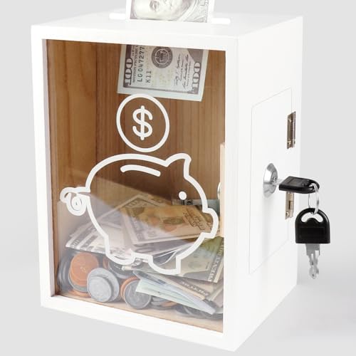Mczxon Clear Piggy Bank with Lock, Large Money Saving Jar