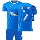 BlackAzat Madrid Ronaldo #7 Third 25/26 Football Fußball Kinder Trikot Shorts Socken Set Jugendgrößen (Blau,30)