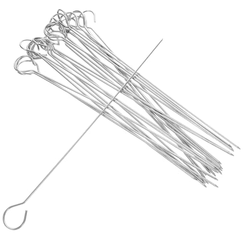 Zerodeko 25 Piezas Brochetas Inoxidable para Barbacoa Skewers Reutilizables para Carne y Verduras para Camping y Picnic