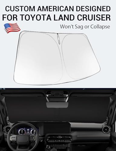 Image of Proadsy Windshield Sun Shade for 2024 2025 2026 Toyota Land Cruiser SUV Foldable Front Custom Fit Sunshade Protector Blocks UV Rays Keep Car Cooler